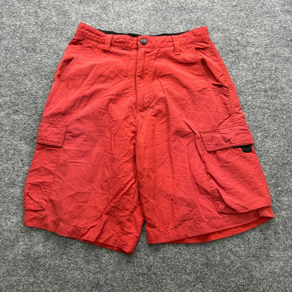No Fear Cargo Shorts Mens 30 Red 9" Inseam Ripstop Nylon Outdoor Casual